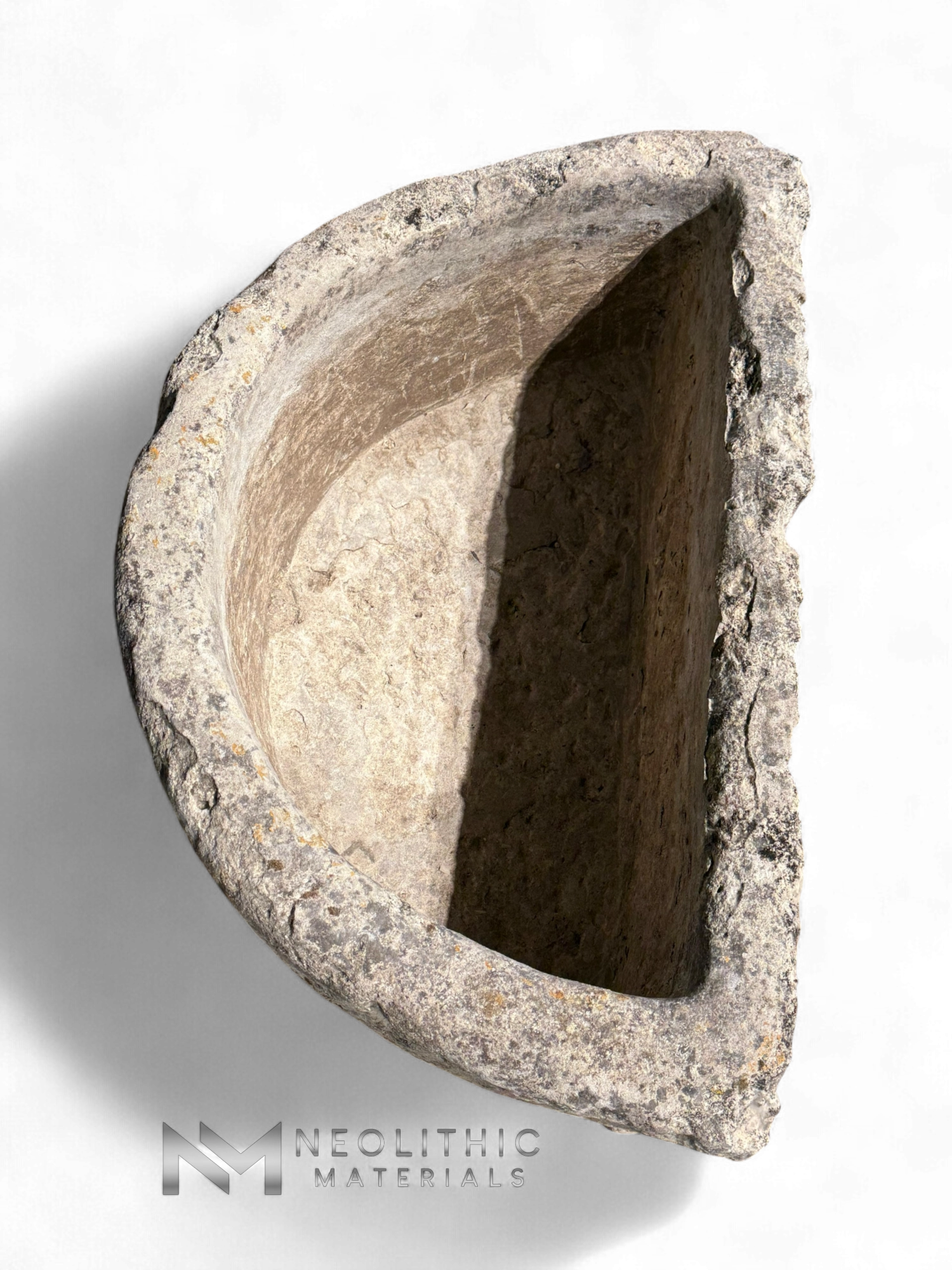 Antique French Limestone Half Moon Trough - Image 4